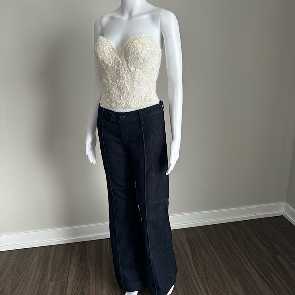 Neiman Marcus Vintage Lace Pearl Sequin Corset Bustier - Picture 11 of 11